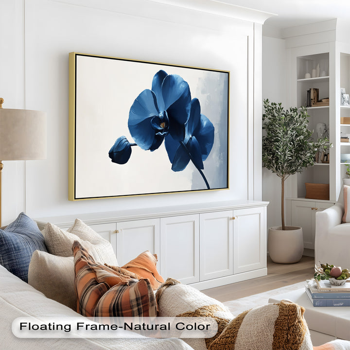Blue Orchid Wall Art – Modern Floral Oil Painting