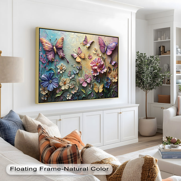 Butterflies Abstract Floral – Colorful Nature-Themed Oil Painting