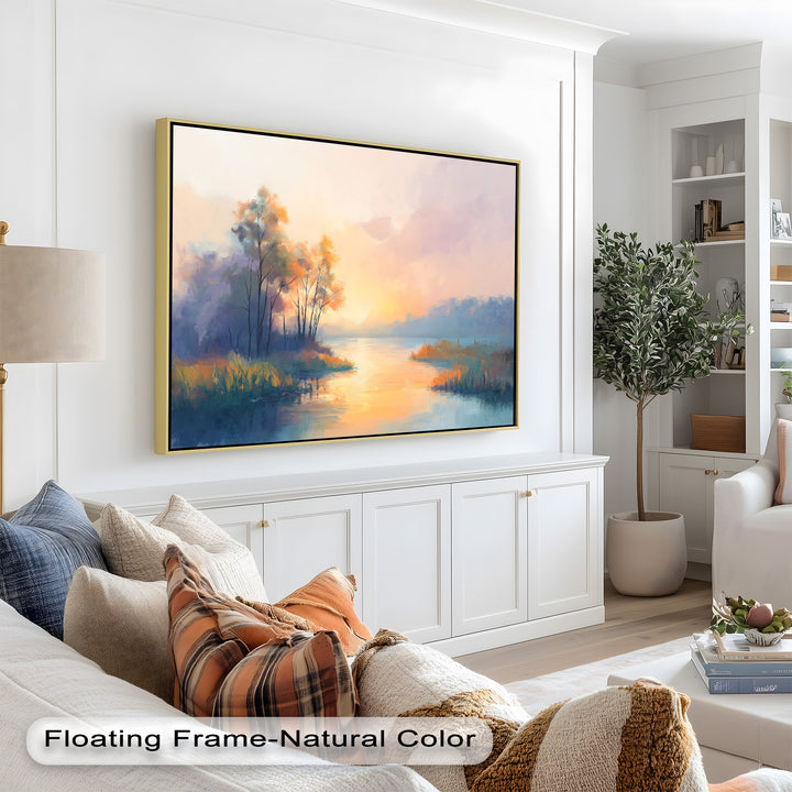 Sunrise on a Cold Morning – Framed Landscape Oil Painting