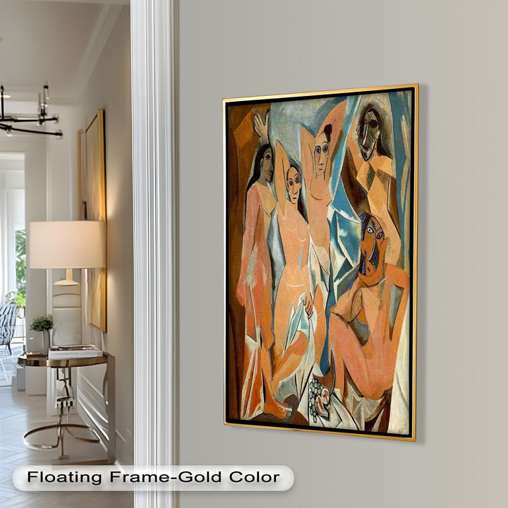 Echoes of Les Demoiselles – Picasso-Inspired Cubist Nude Figures Oil Painting