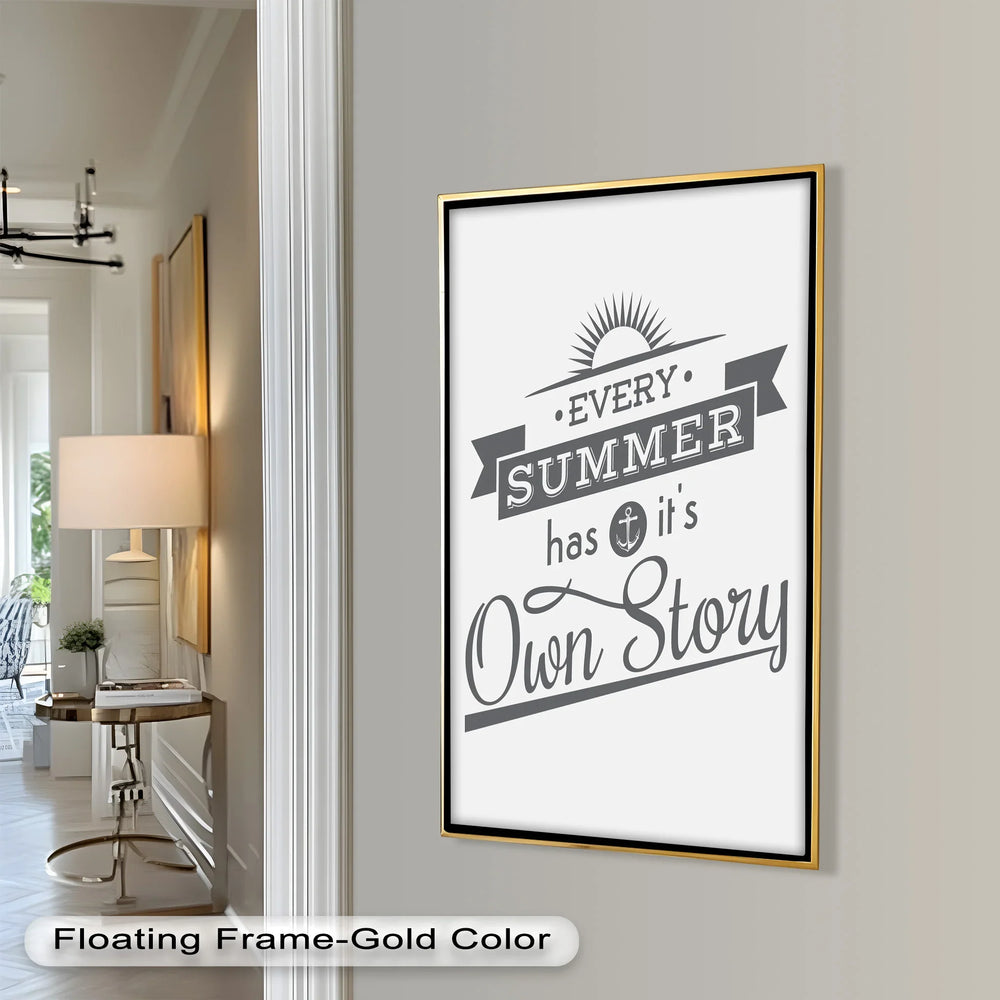 Seasonal Quote Oil Painting – Typography Wall Art for Summer Vibes
