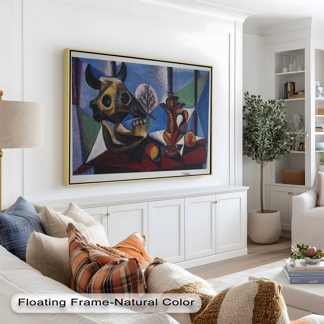 Still Life with Bull Skull – Symbolist Cubist Picasso Oil Painting