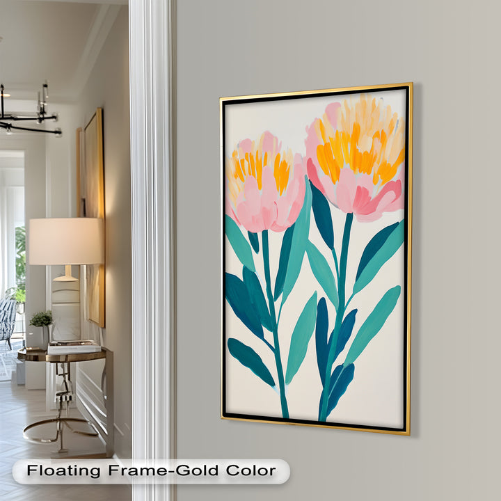 Sunburst Peonies – Modernes Boho-Blumenölgemälde