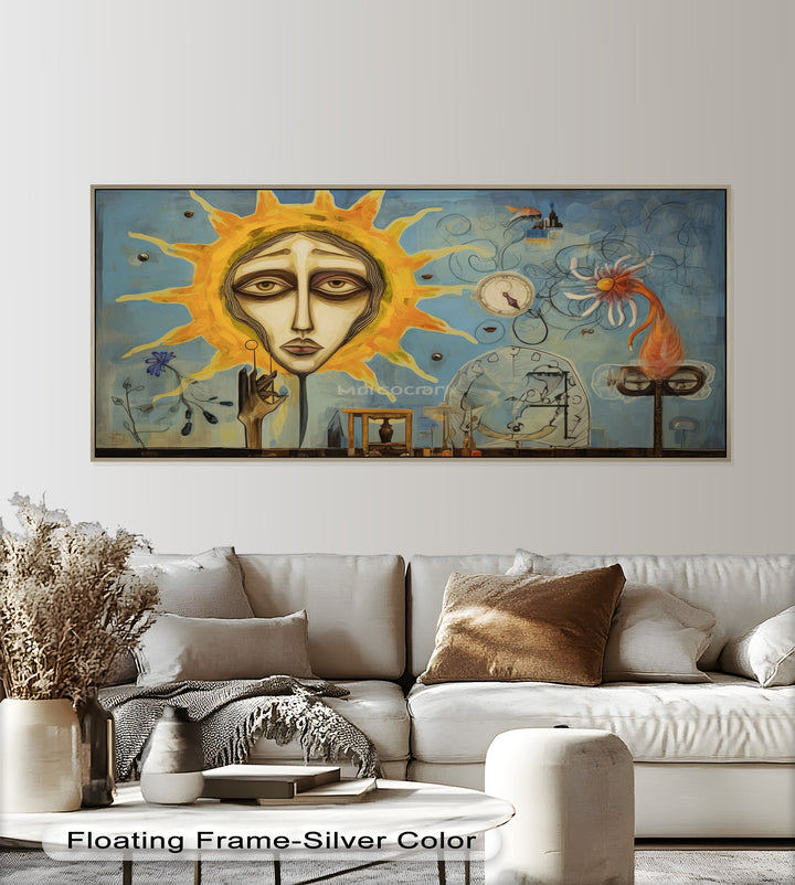 Solar Mindscape – Surreales Sonnengesicht-Ölgemälde von Picasso
