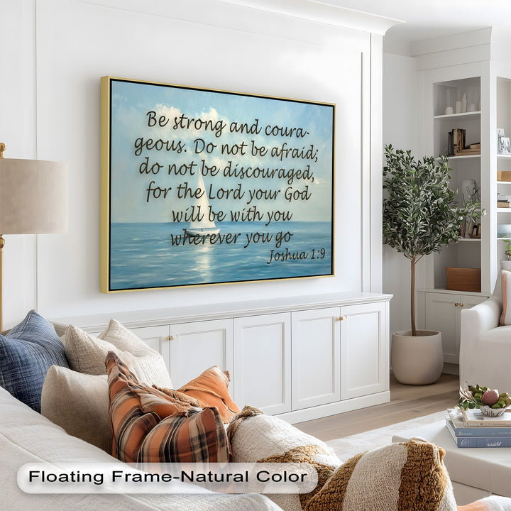 Joshua 1:9 – Courage and Strength Bible Verse Oil Painting
