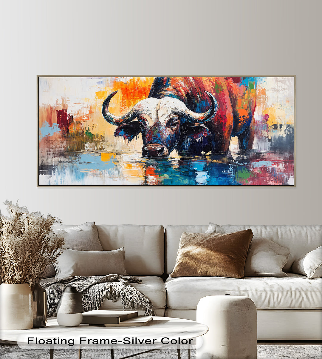 Water Buffalo at River’s Edge – Oil Painting