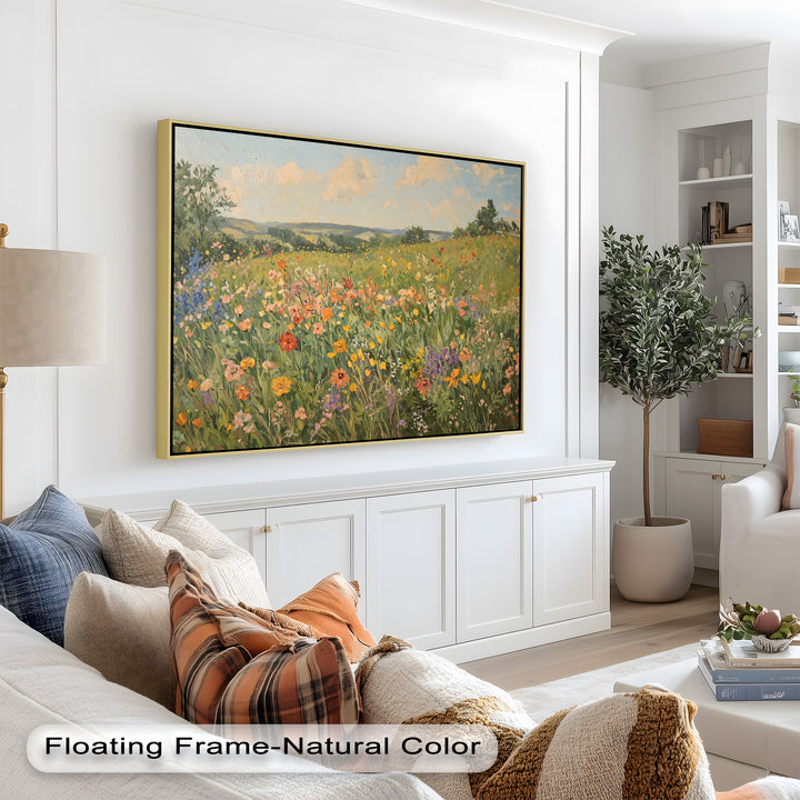 Wildflower Field Impressionist – Framed Landscape Oil Painting