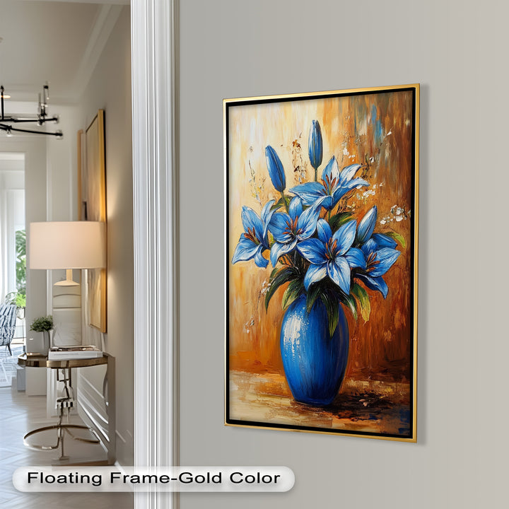 Azure Blossoms in a Blue Vase – Flower Oil Painting