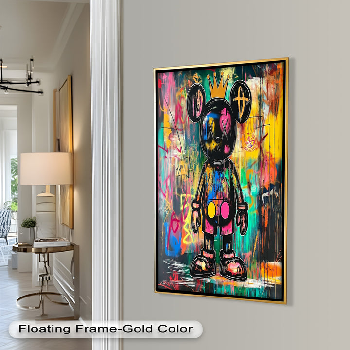 Crowned Chaos – Neon Royal KAWS Oil Painting