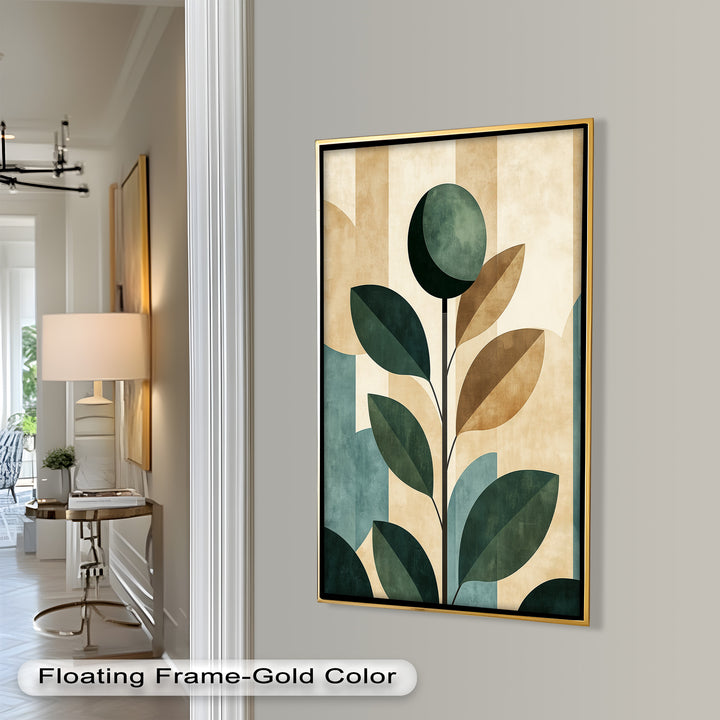 Geometric Botanical – Mid-Century Modern Leaf Oil Painting