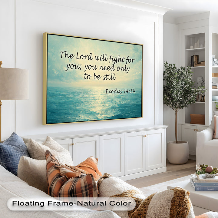 Inspirational seascape artwork symbolizing faith, stillness, and divine intervention.
