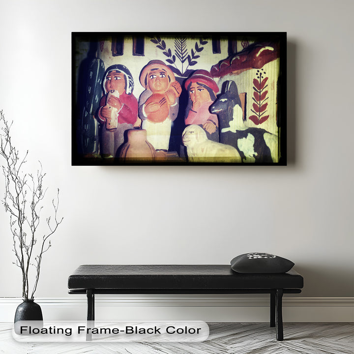 Village Harmony – Folk Clay Figures with Rustic Charm Oil Painting