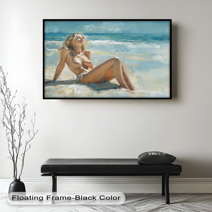 Sun-Kissed Serenity – Beachside Nude Figurative Oil Painting