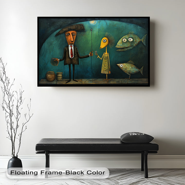 Moonlight Toast – Whimsical Surrealist Underwater Picasso Oil Painting