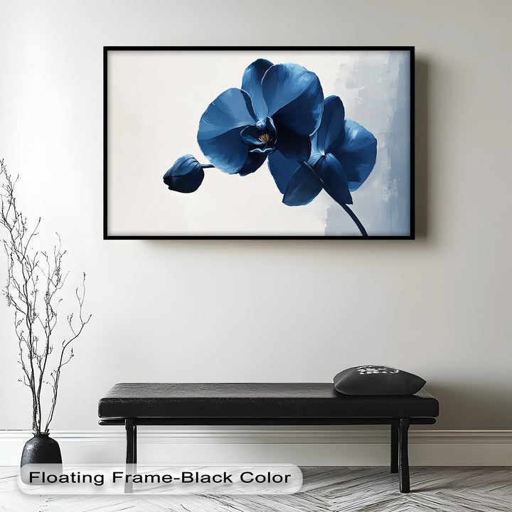 Blue Orchid Wall Art – Modern Floral Oil Painting