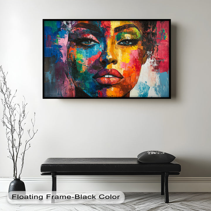 Color Reign – Vibrant Female Portrait Abstract Oil Painting