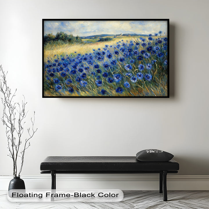 Golden Fields and Blue Cornflowers – Impressionist Meadow Scene Oil Painting