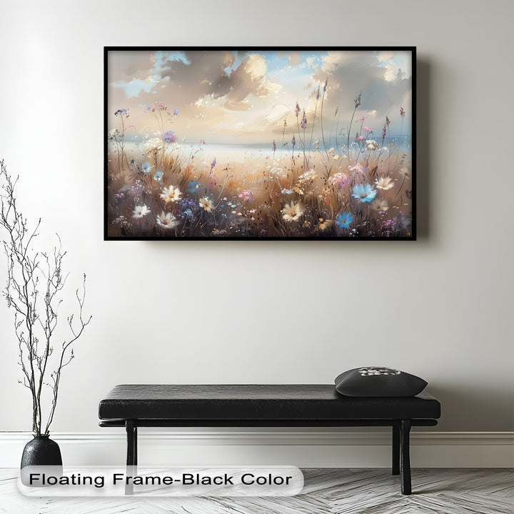 Spring Wildflowers Landscape – Tranquil Nature Oil Painting