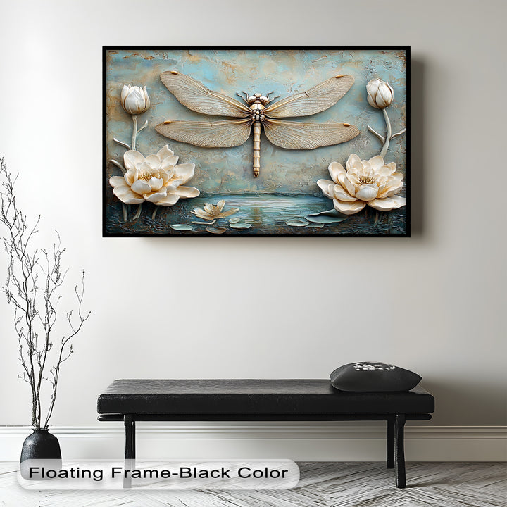 Vintage Dragonfly – Framed Oil Painting