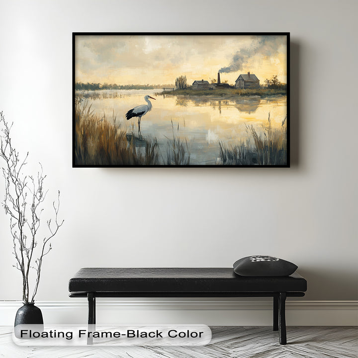 Stork at Dusk – Animal Oil Painting