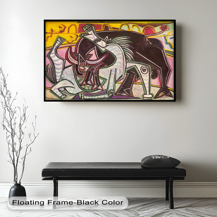 Abstract Bullfight Scene Wall Decor – Cubist Oil Painting