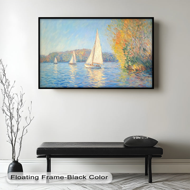 Tranquil Sails at Sunset – Impressionist Boat Scene Oil Painting