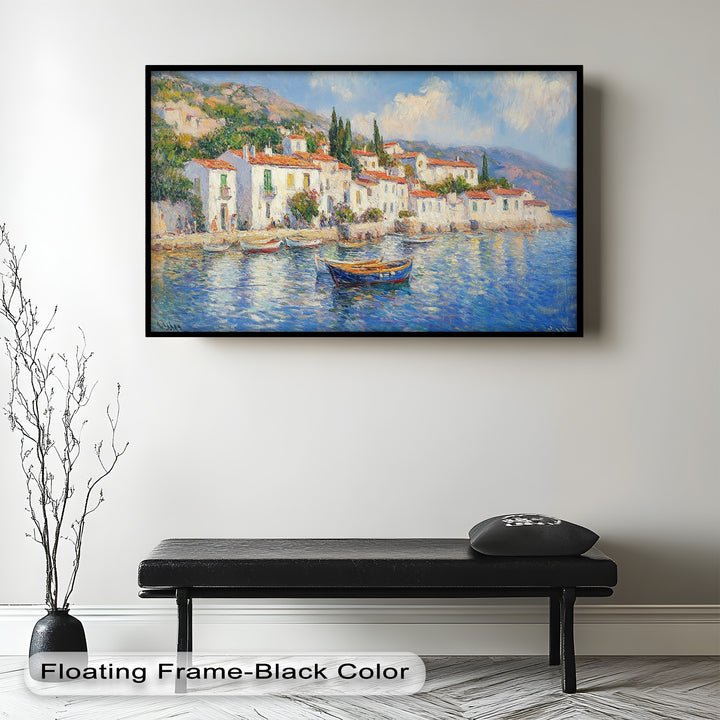 Sunlit Mediterranean Village – Coastal Impressionist Oil Painting
