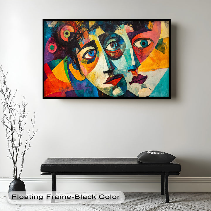 Entwined Visions Oil Painting – Fauvist Dual-Face Expressionism