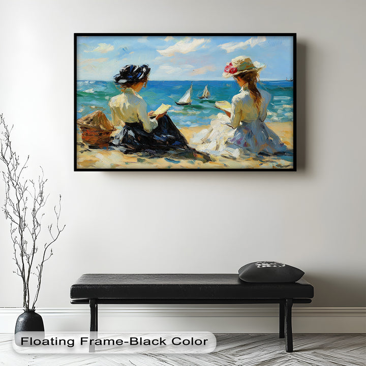 Seaside Serenity with Sailboats – Impressionist Oil Painting