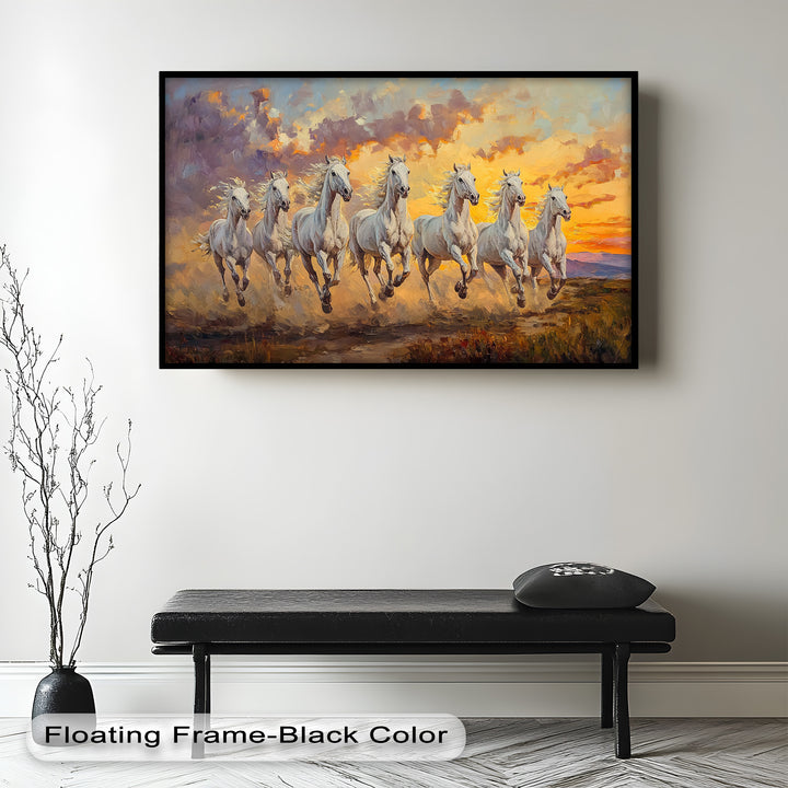 Run with the Sun – White Horses Oil Painting