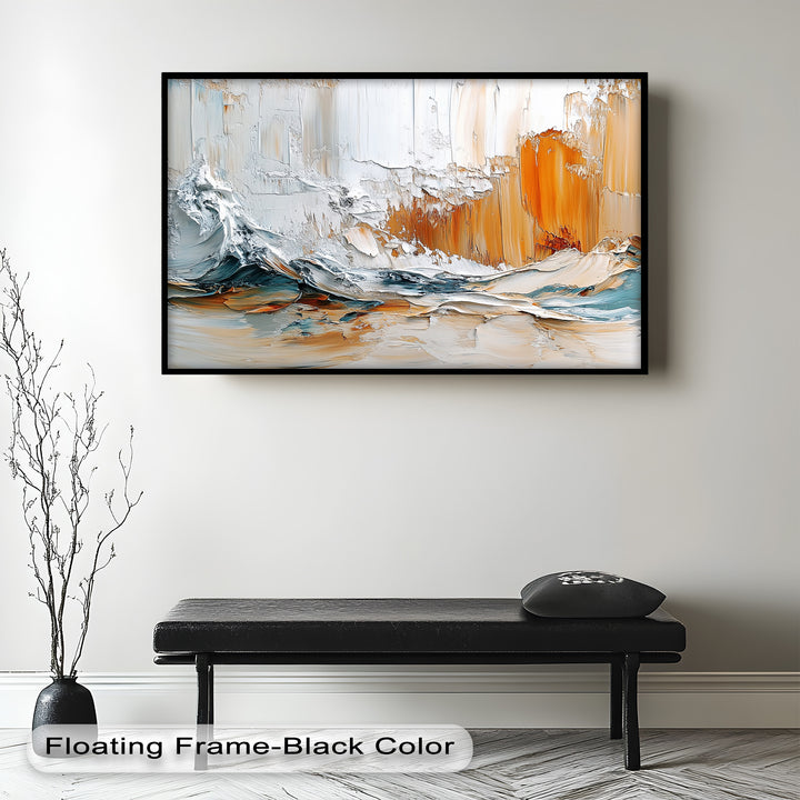 Elemental Surge – Abstract Ocean Cliff Oil Painting
