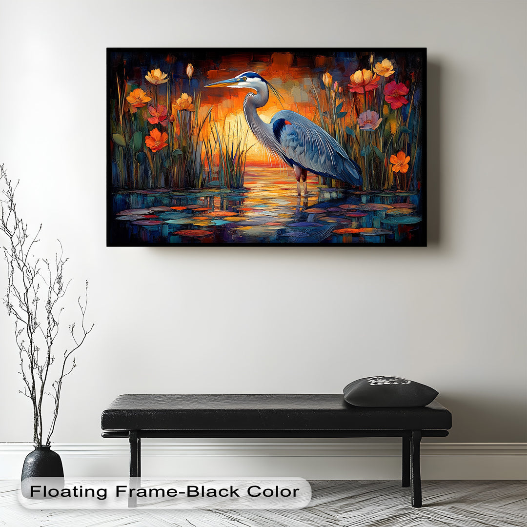 Heron at Sunset  – Animal Oil Painting