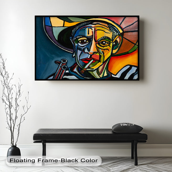 Rebel's Gaze – Bold Cubist Portrait Picasso Oil Painting