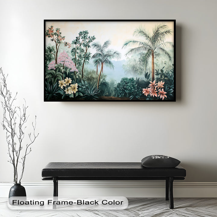 Floral Tropics Oasis – Palm Tree Oil Painting