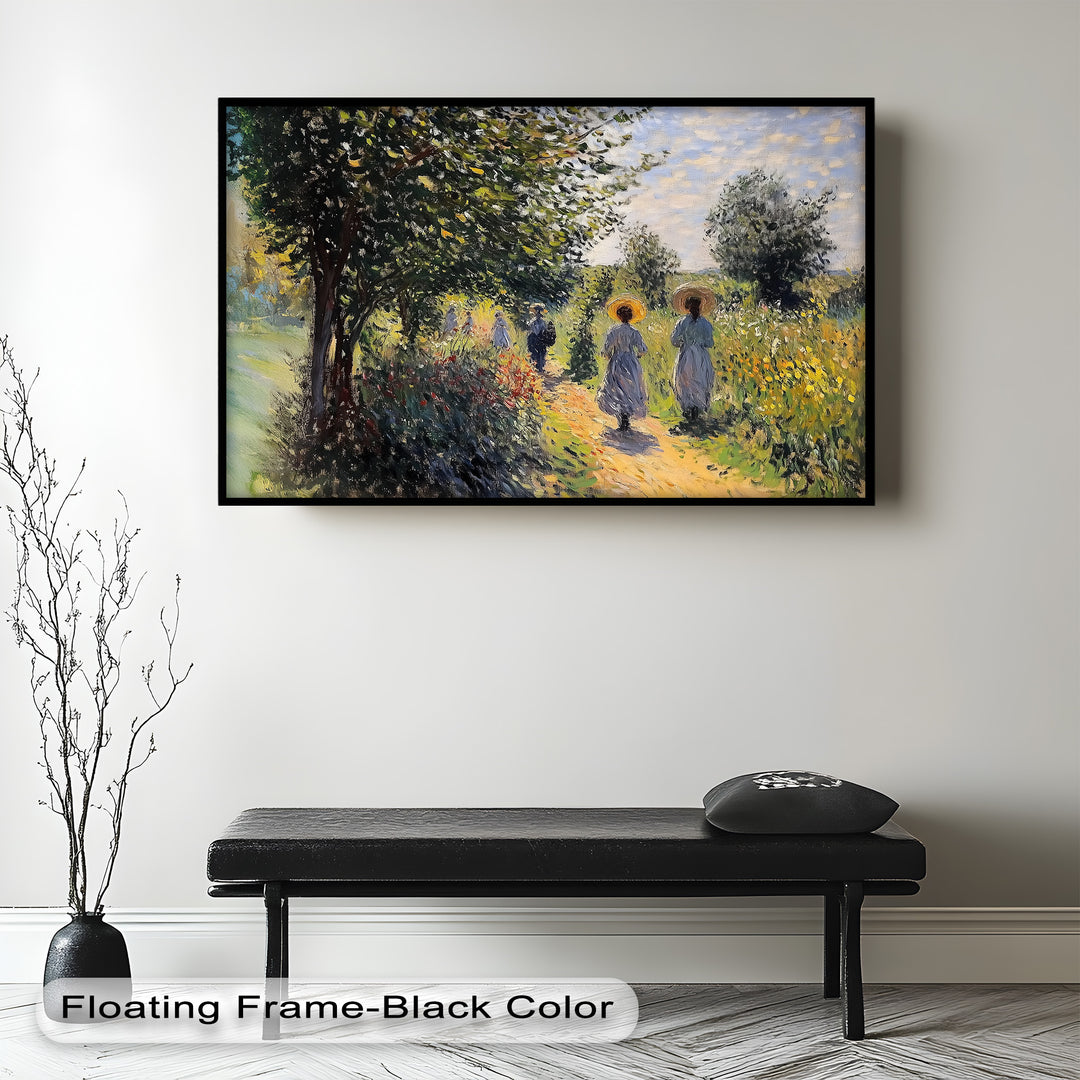 Afternoon Stroll – Sun-Dappled Garden Walk Oil Painting