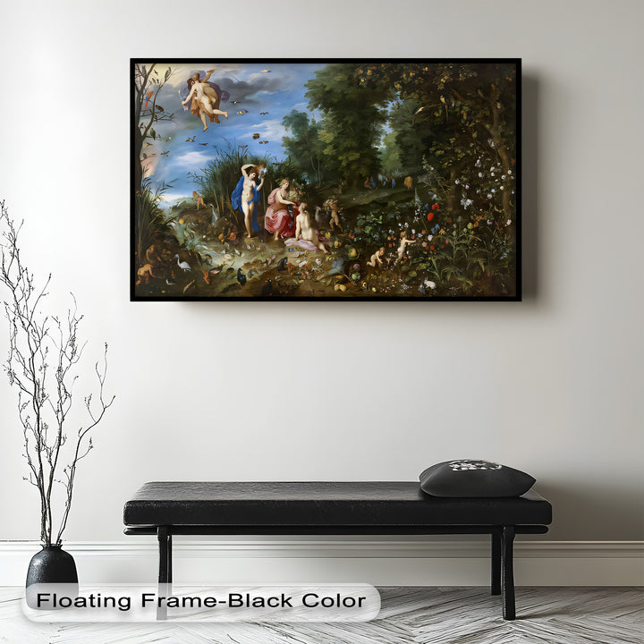 The Garden of Earthly Light – Mythological Forest Scene Oil Painting