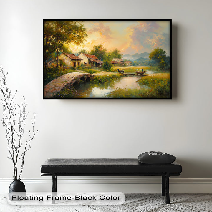 Landscape in Autumn – Serene Countryside Oil Painting