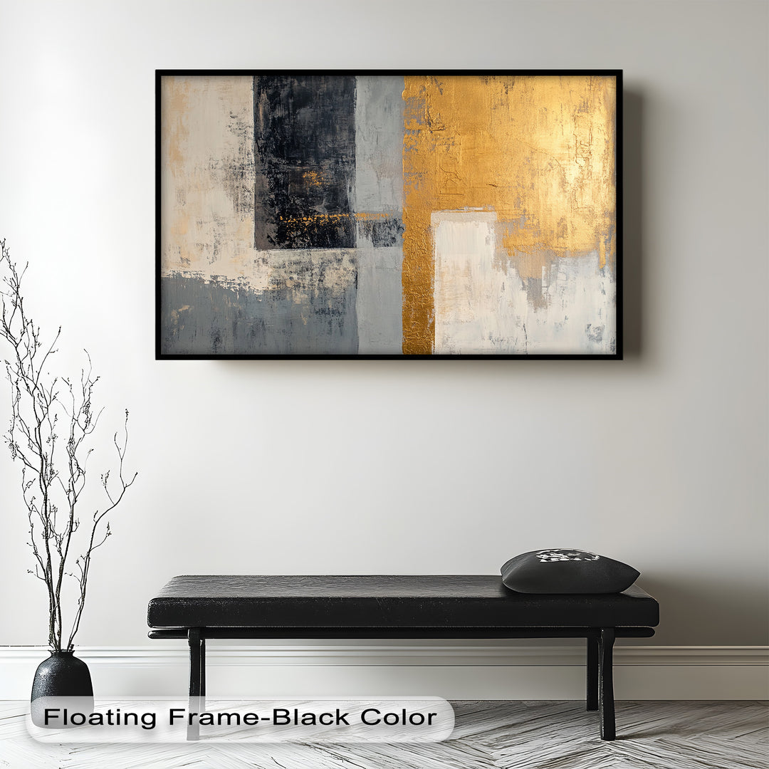Golden Edge Abstract – Moderne Ölgemälde