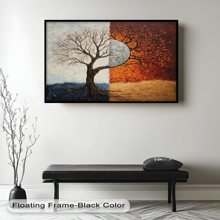 Duality of Seasons – Abstract Tree Oil Painting