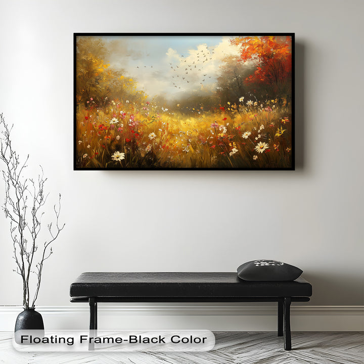 Flowers and Stream – Vibrant Autumn Oil Painting