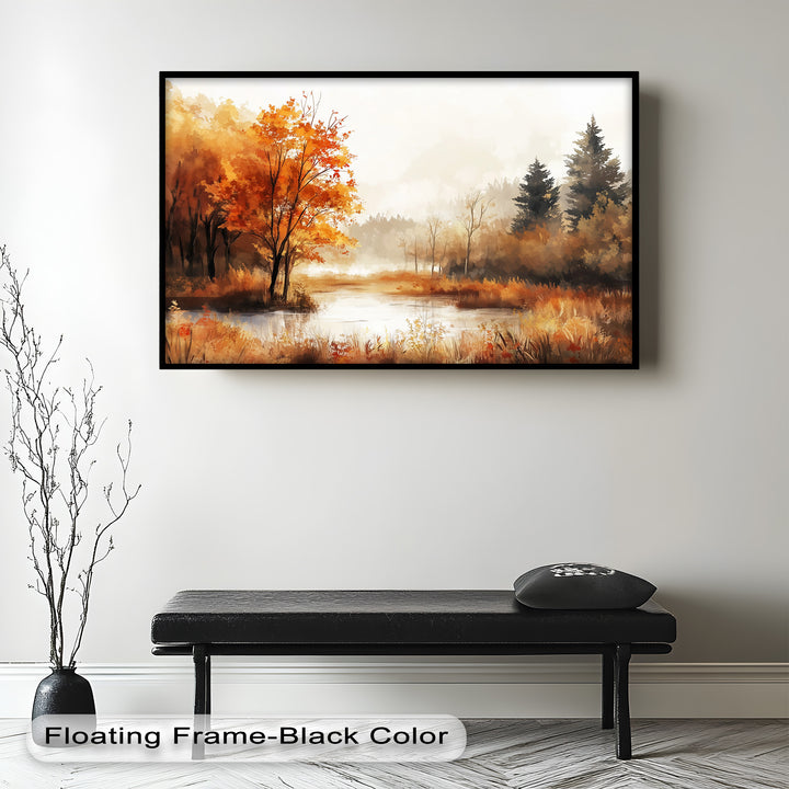 A poetic celebration of fall’s gentle magic, this artwork invites viewers to pause and enjoy the stillness of nature’s golden hour.