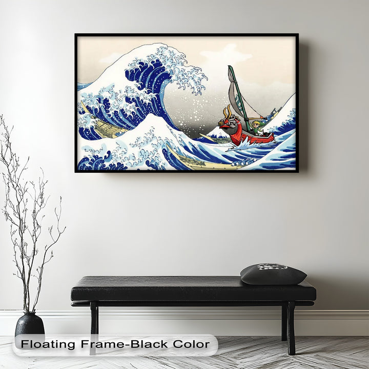 Hokusai Great Wave x Zelda Art – Japanisches Pop-Art-Ölgemälde