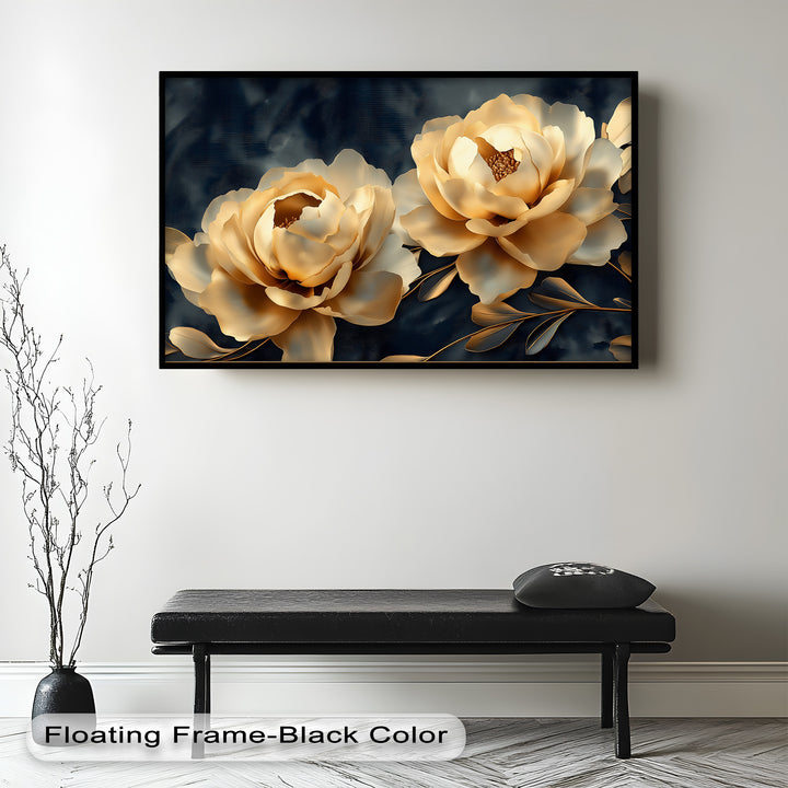 Golden Bloom Elegance – Flower Oil Painting