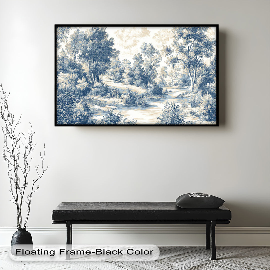 Classic Blue Woodland Scene – Vintage Oil Paintings