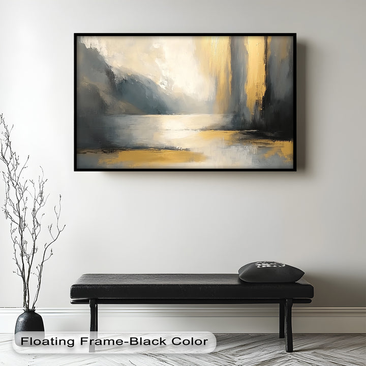 Serene Waterfall Abstract – Neutral Modern Oil Painting