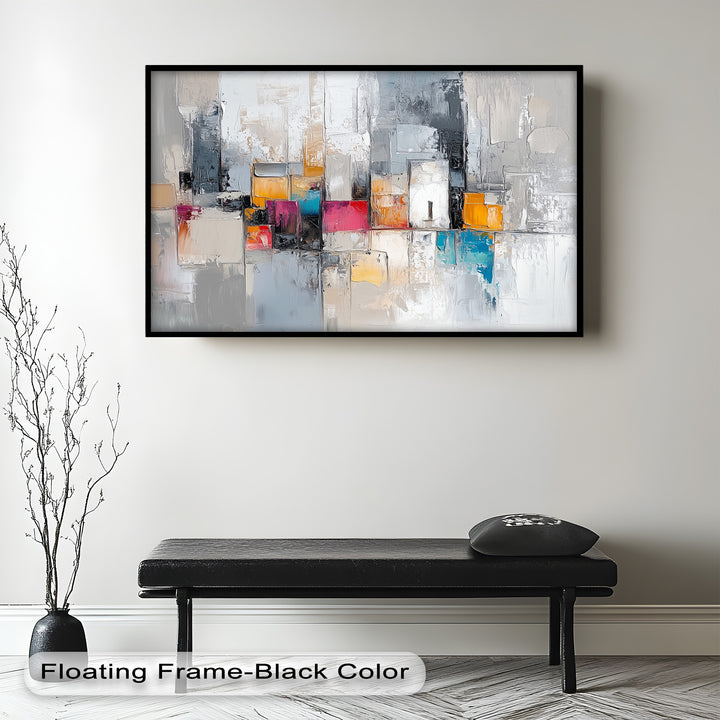 Urban Geometry – Color Block Cityscape Abstract Oil Painting