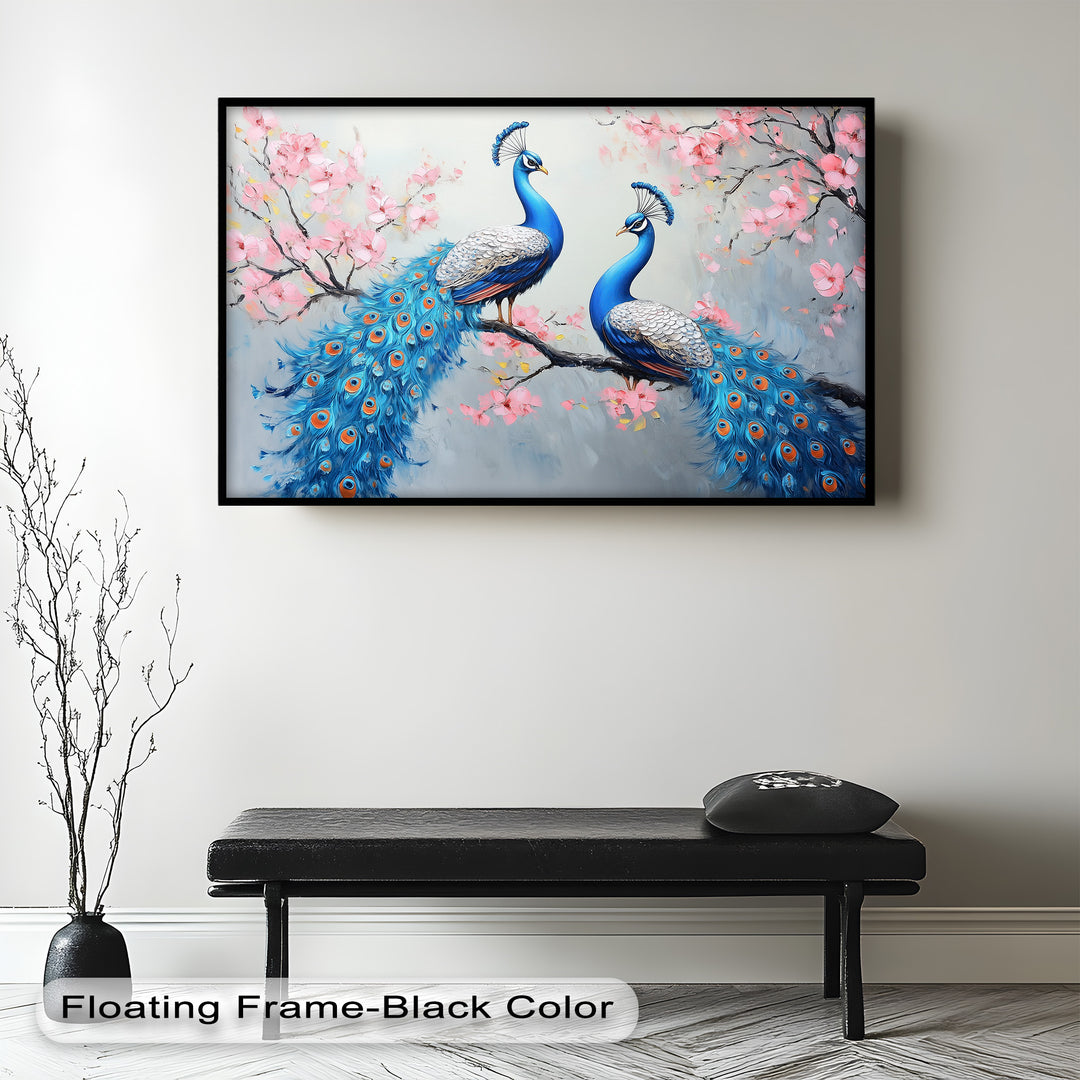 Peacocks Among Cherry Blossoms – Animal Oil Painting