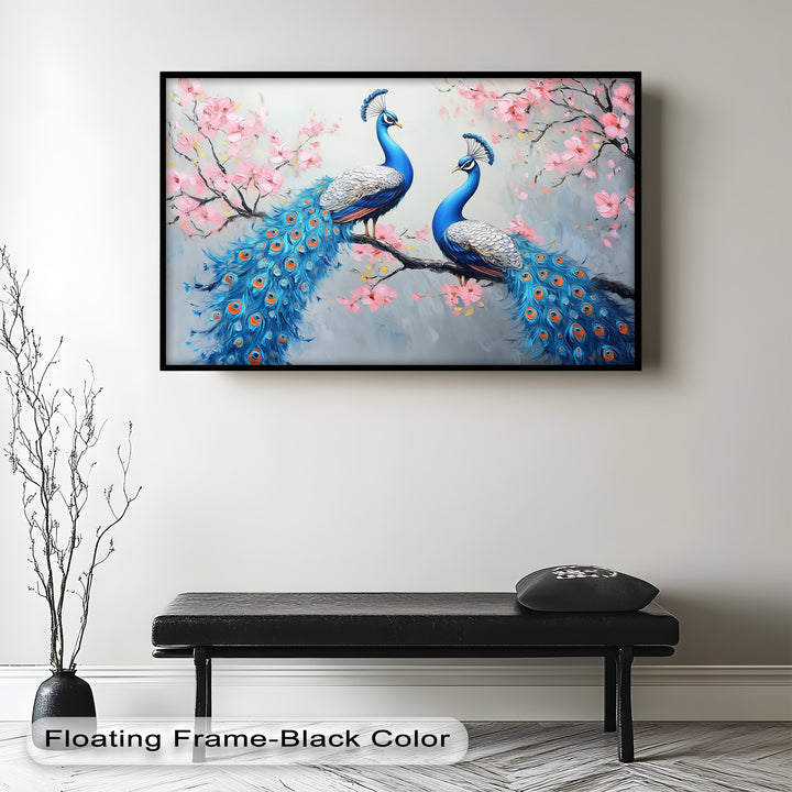 Peacocks Among Cherry Blossoms – Animal Oil Painting