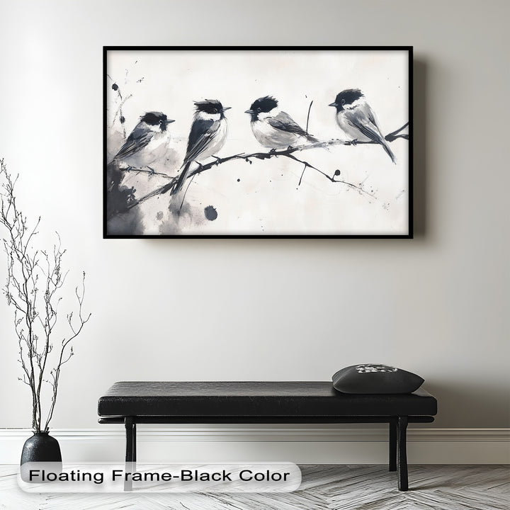 Monochromes Quartett – Vogel-Ölgemälde