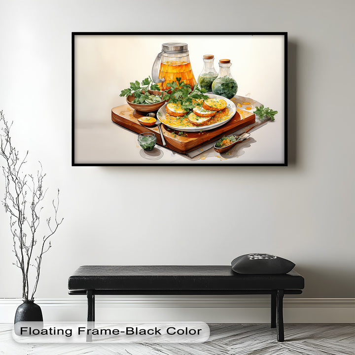 Golden Herb Delight – Rustic Food Still Life Painting